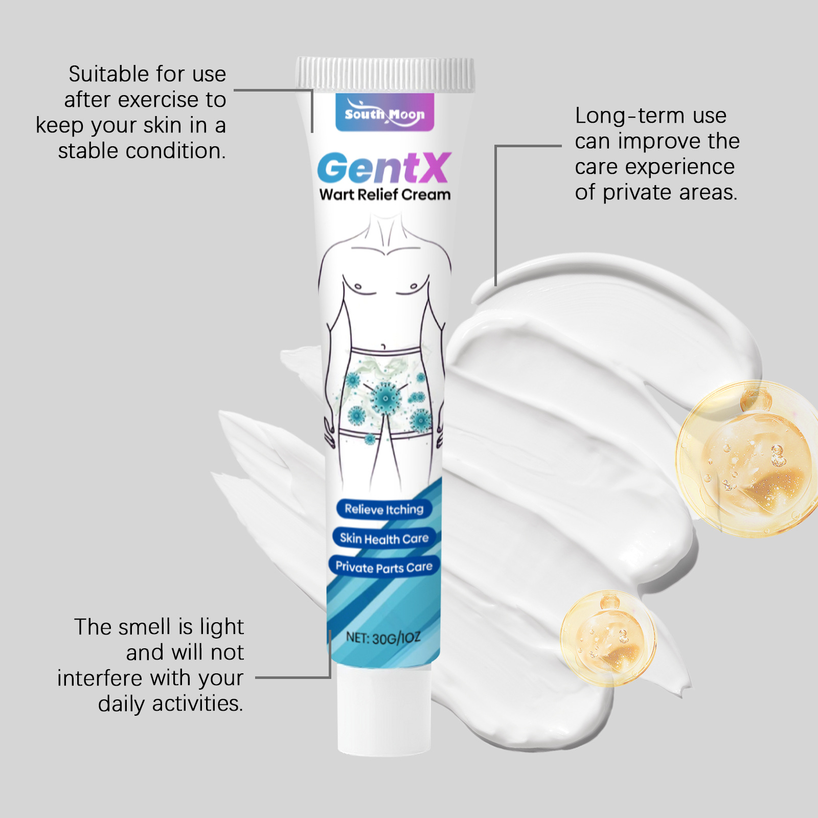 SOUTH MOON Men's Care Cream, gently cleanses the skin, refreshing and comfortable, non-sticky, external care cream
