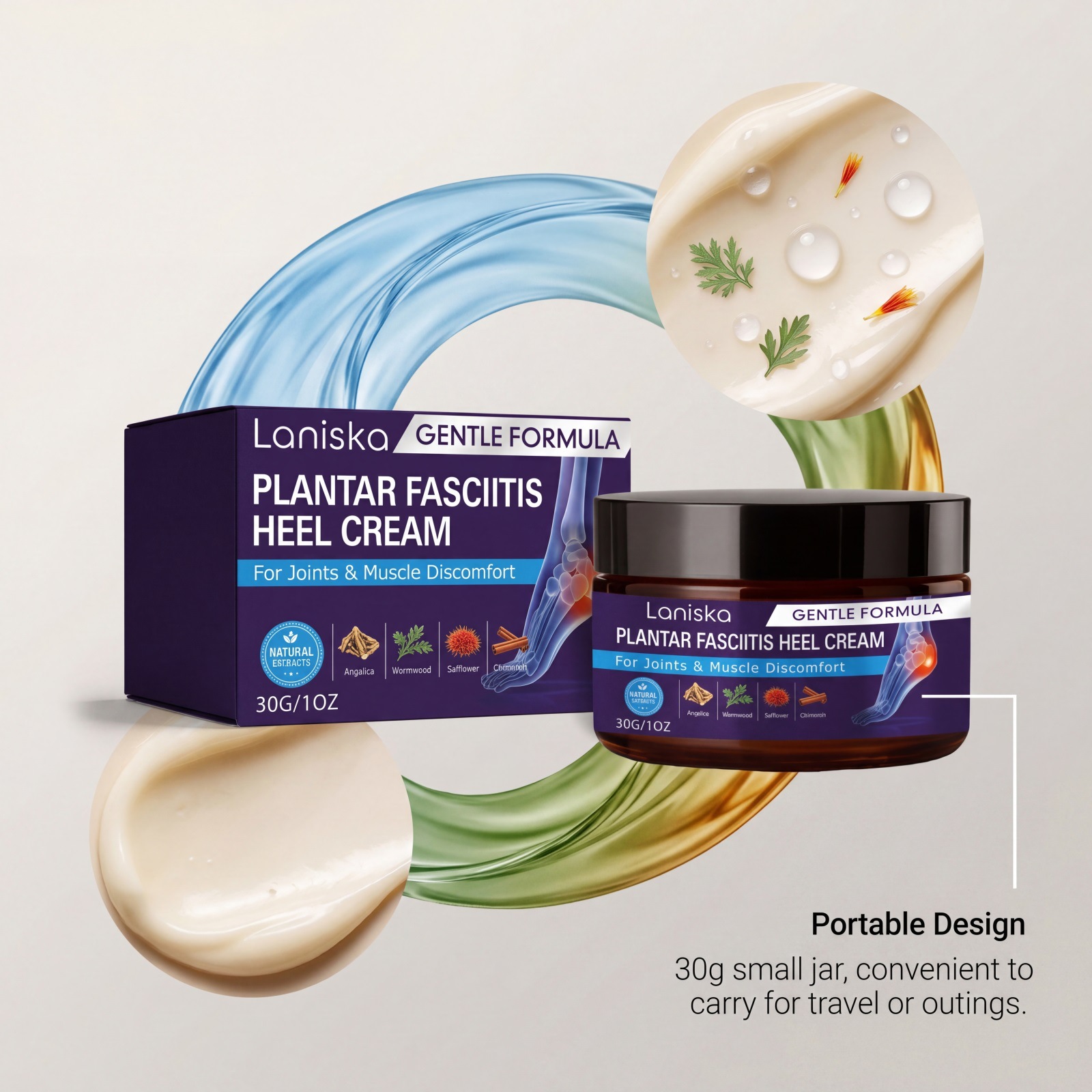 LANISKA Foot Care Cream Gentle Care for Comfortable Foot Skin, Moisturizing for Daily Foot Massage and Care