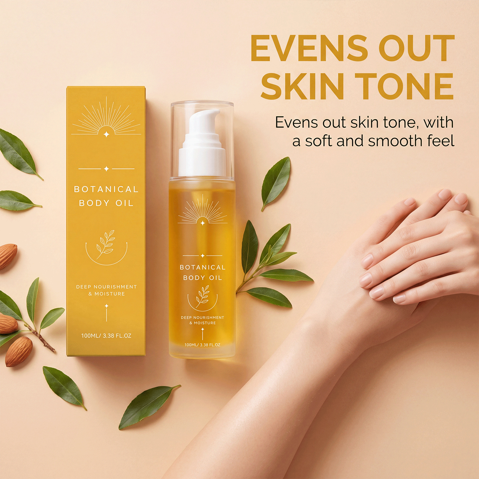 Soft and Nourishing Body Oil, Gentle Ingredients to Moisturize Body Skin, Hydrating and Smoothing, Daily Body Care Oil