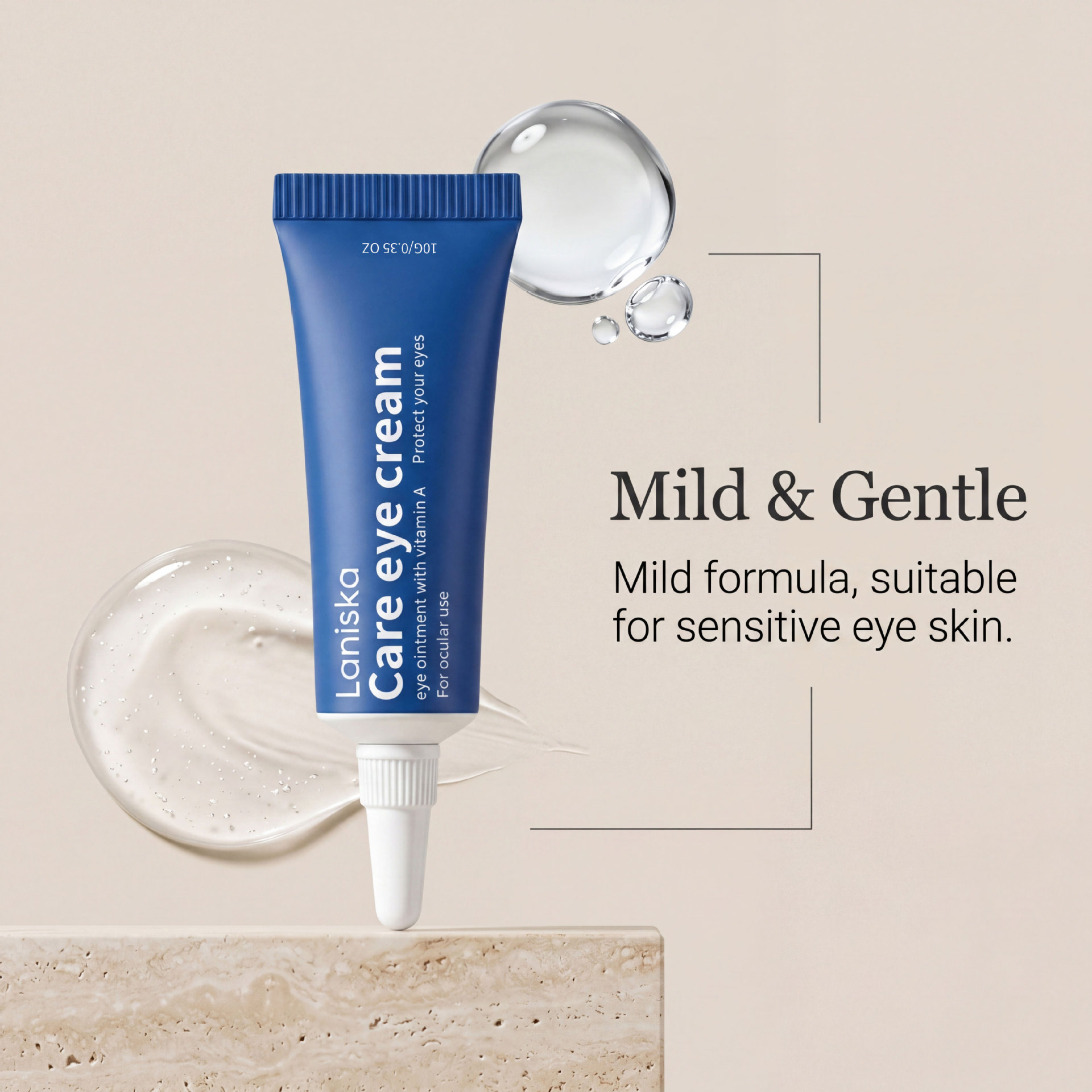 LANISKA Eye Care Eye Cream, lightweight and smooth, easy to apply, gently softens and comforts the skin around the eyes, keeps it moisturized and hydrated