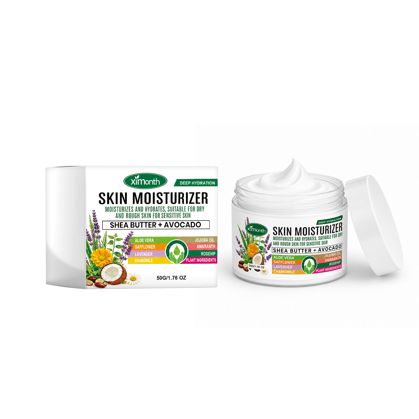 XIMONTH skin moisturizing cream - gentle everyday hydration, softens facial skin, fine texture, easily absorbed