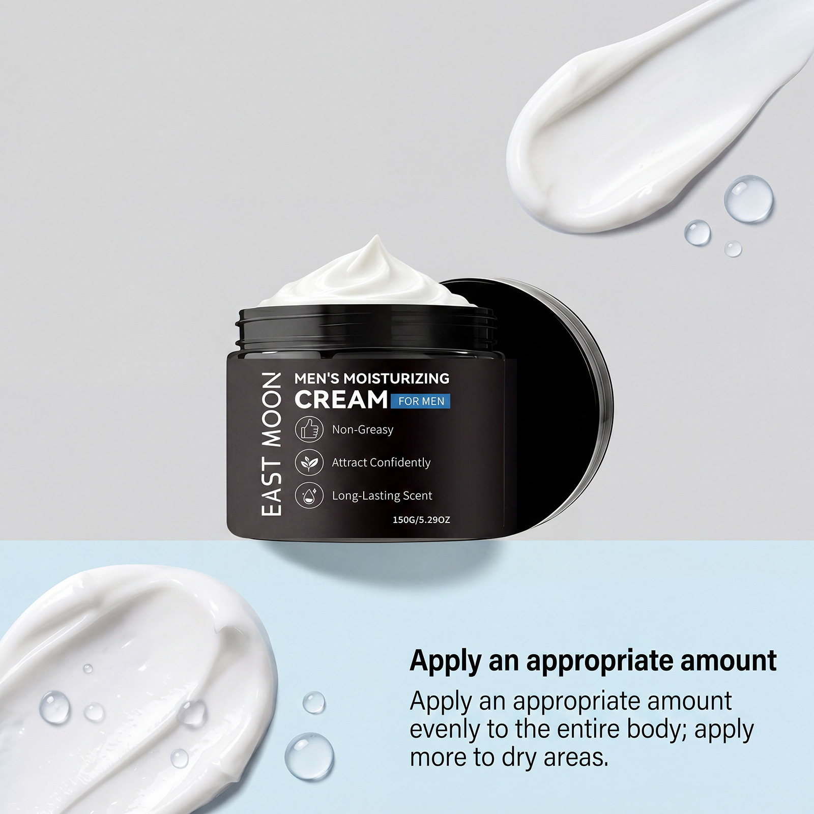 EAST MOON Men's Moisturizing Cream, Skin Hydration and Radiance, Moist Daily Comfortable and Refreshing Skincare Body Cream