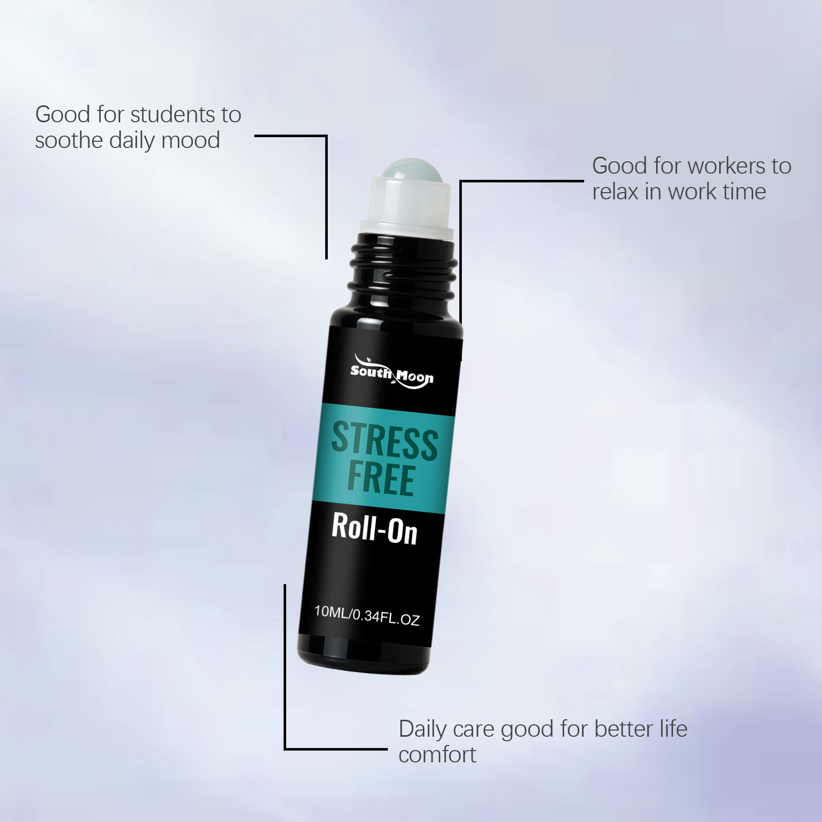 SOUTH MOON Bergamot Essential Oil Roll-On, Plant Extracts, Fresh and Natural, Gentle and Skin-Friendly, Portable to Use