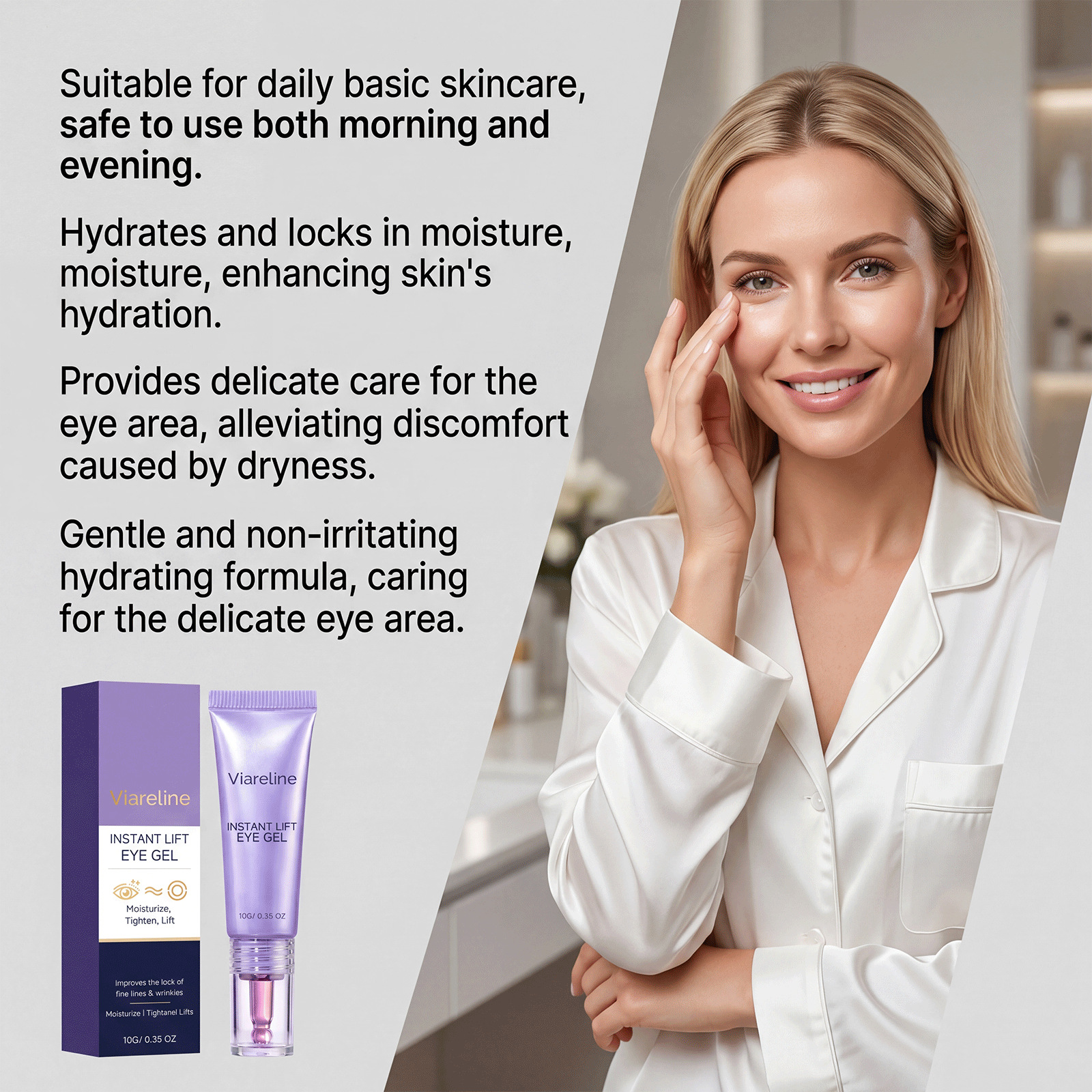 VIARELINE Moisturizing Eye Cream - Gentle ingredients care for the skin around the eyes, brightening, moisturizing, nourishing, and easy to apply