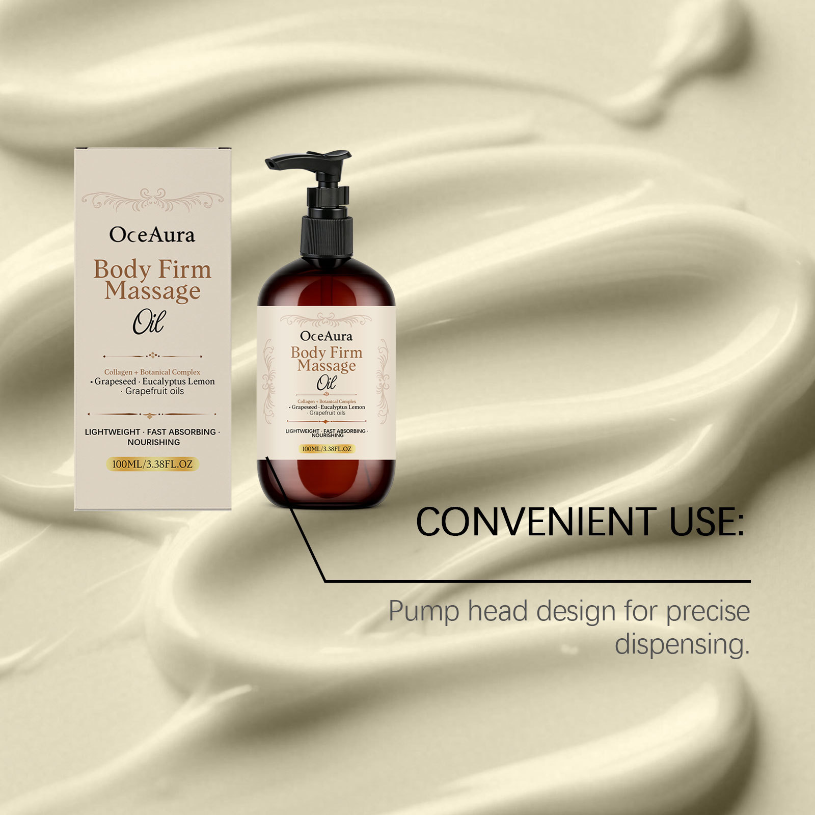 OCEAURA Body Massage Oil, gentle formula for caring for your skin, light and easy to apply, comfortable, fresh, and convenient