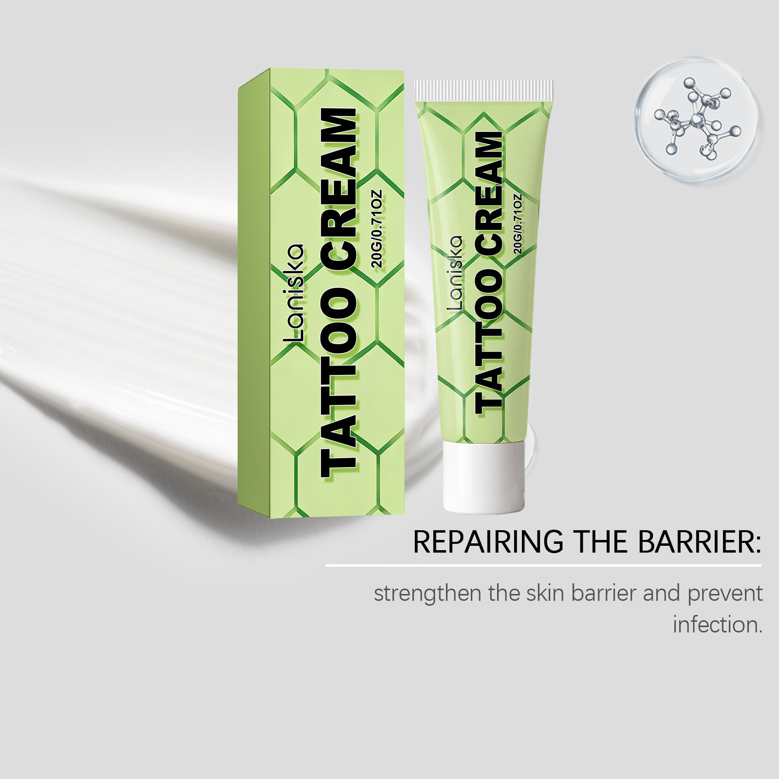 LANISKA Tattoo Care Cream - Gently Protects Skin, Keeps Colors Vibrant, Refreshing and Moisturizing Daily Care Cream