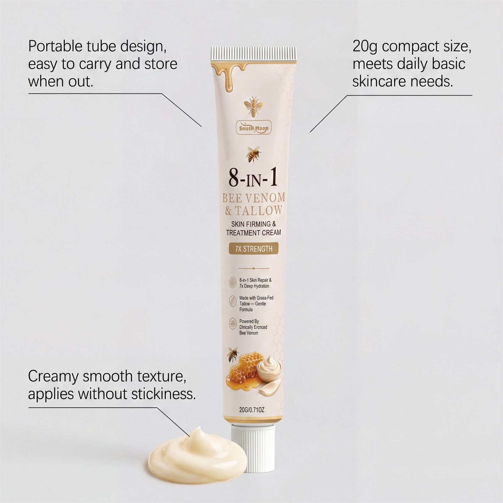 SOUTH MOON Bee Venom Moisturizing Cream Daily Gentle Nourishment Protects Body Skin, Delicate and Light Texture