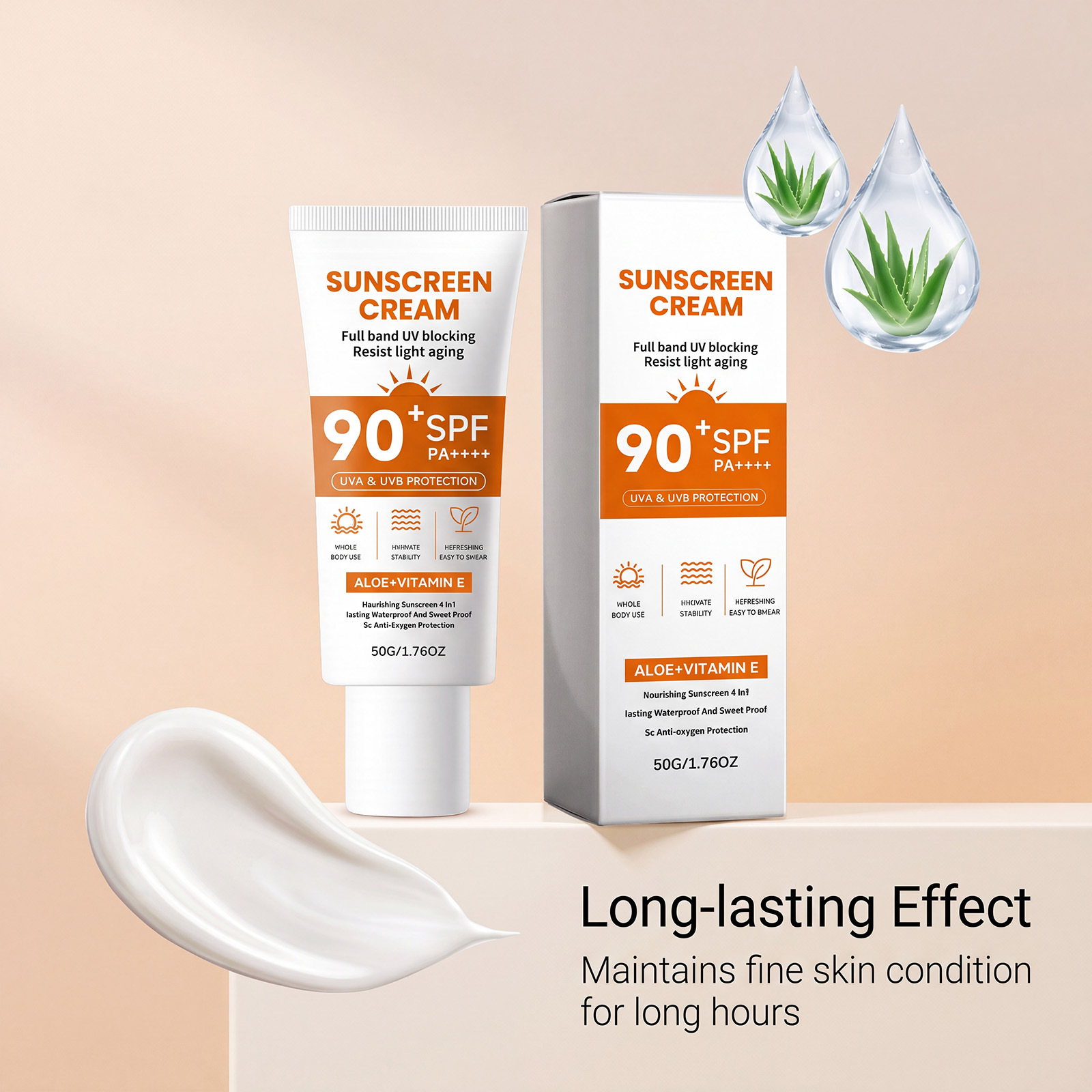 Moisturizing protective cream, lightweight and smooth texture for summer outdoor use, airy and refreshing, not greasy, glides over the skin