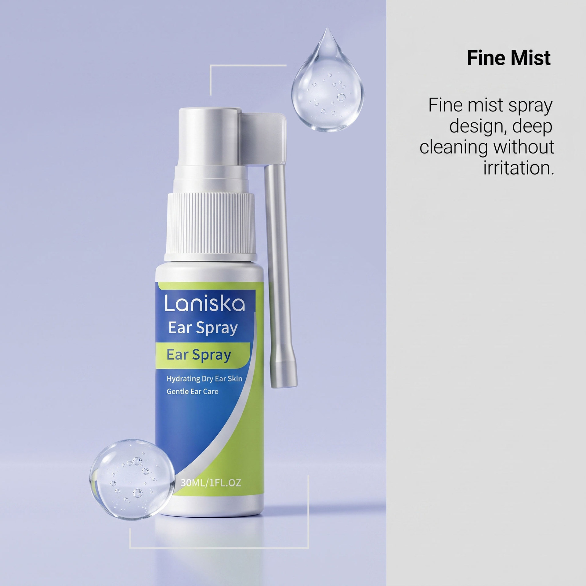 LANISKA Ear Care Spray - Daily Portable Ear Cleaning, Gentle Formula for Care, Cleansing, and Freshness