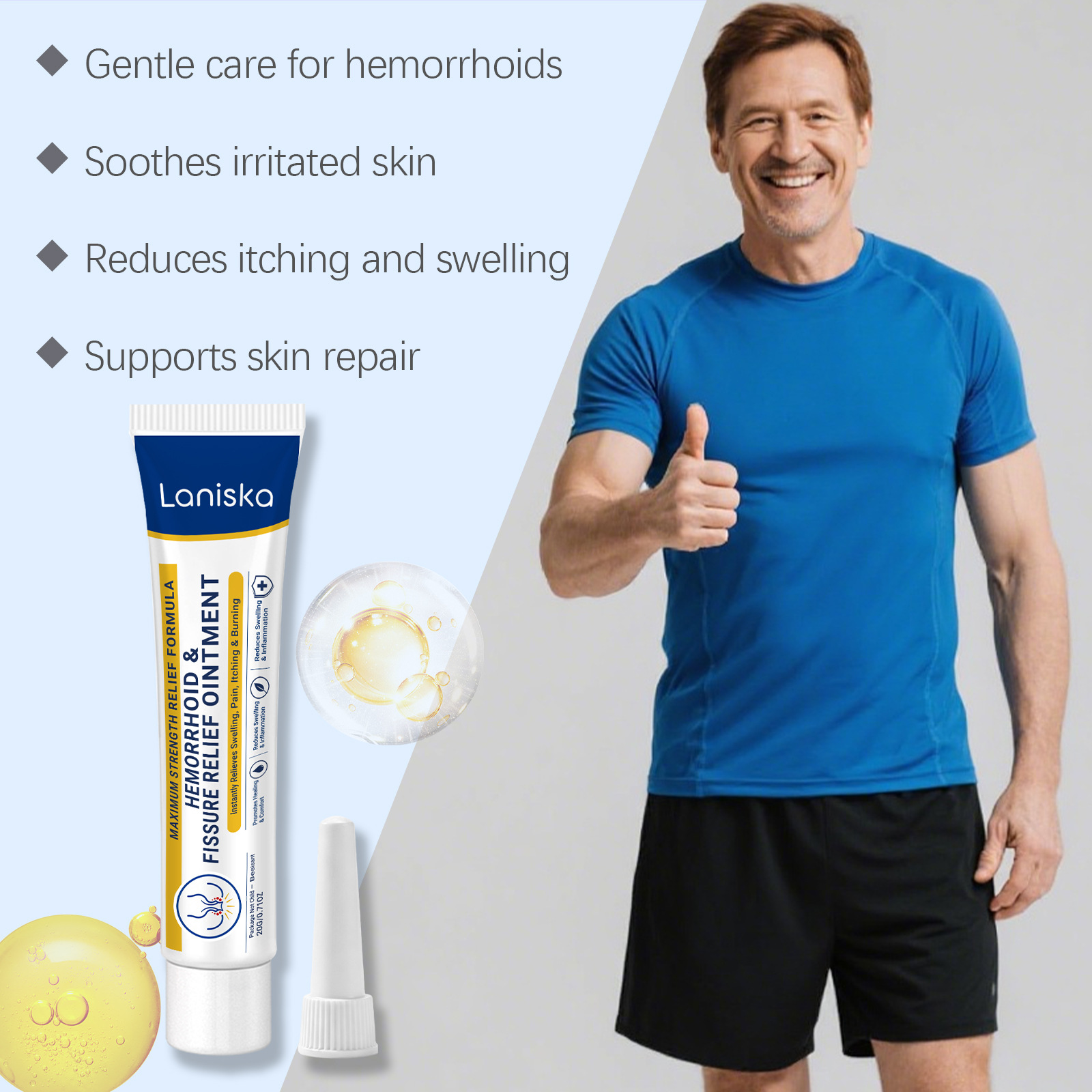 LANISKA Perianal Care Cream - Gentle care for the body's anal area, relieves discomfort, moisturizing and skin-friendly, apply externally