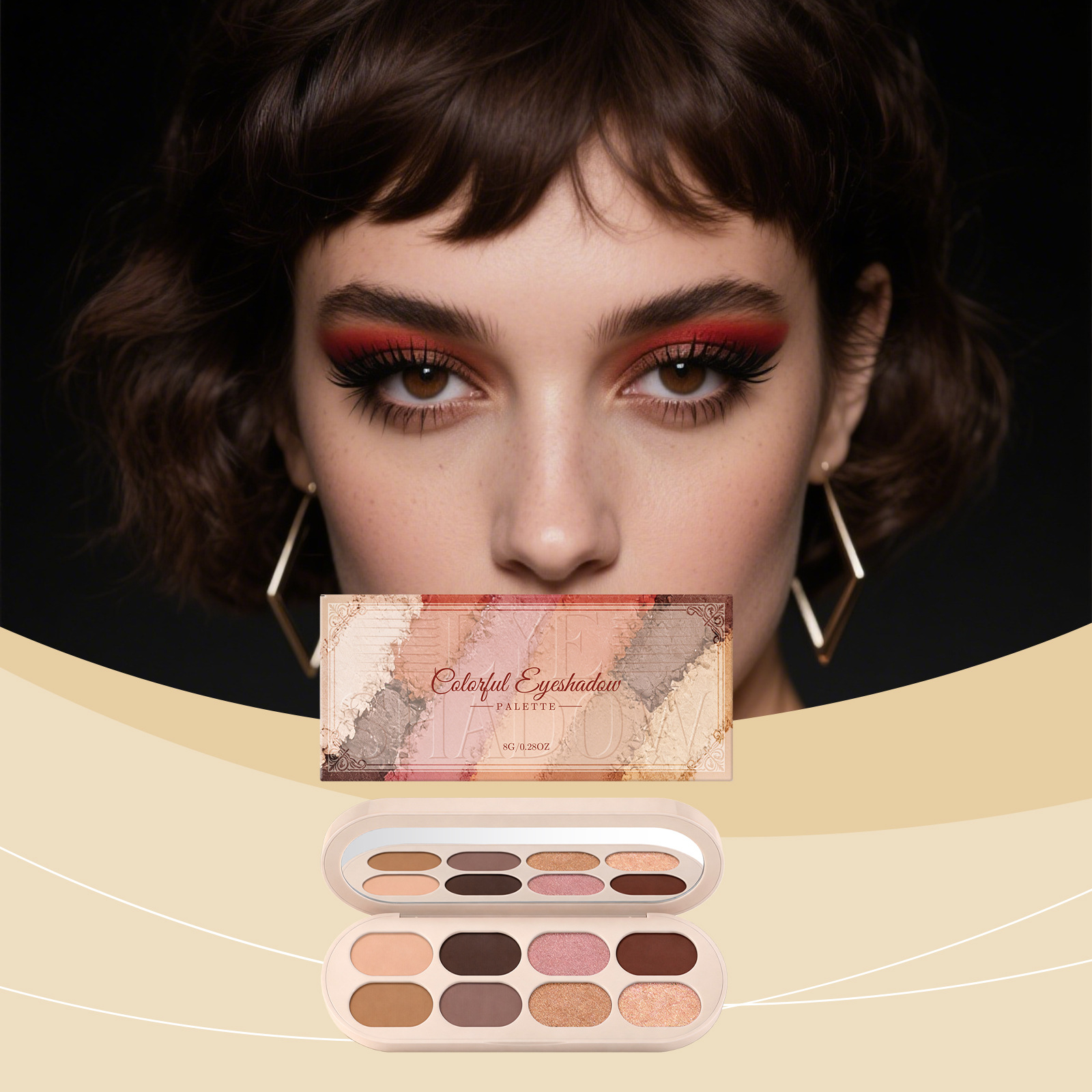 Colorful eyeshadow palette, lightweight and bright with good pigmentation, perfect for everyday use, compact and portable, suitable for commuting, with fine powder and rich colors