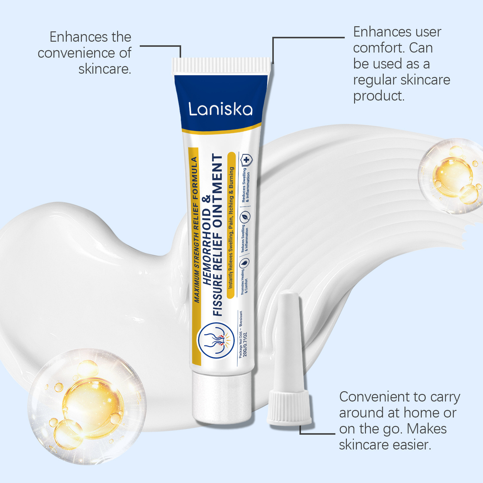 LANISKA Perianal Care Cream - Gentle care for the body's anal area, relieves discomfort, moisturizing and skin-friendly, apply externally