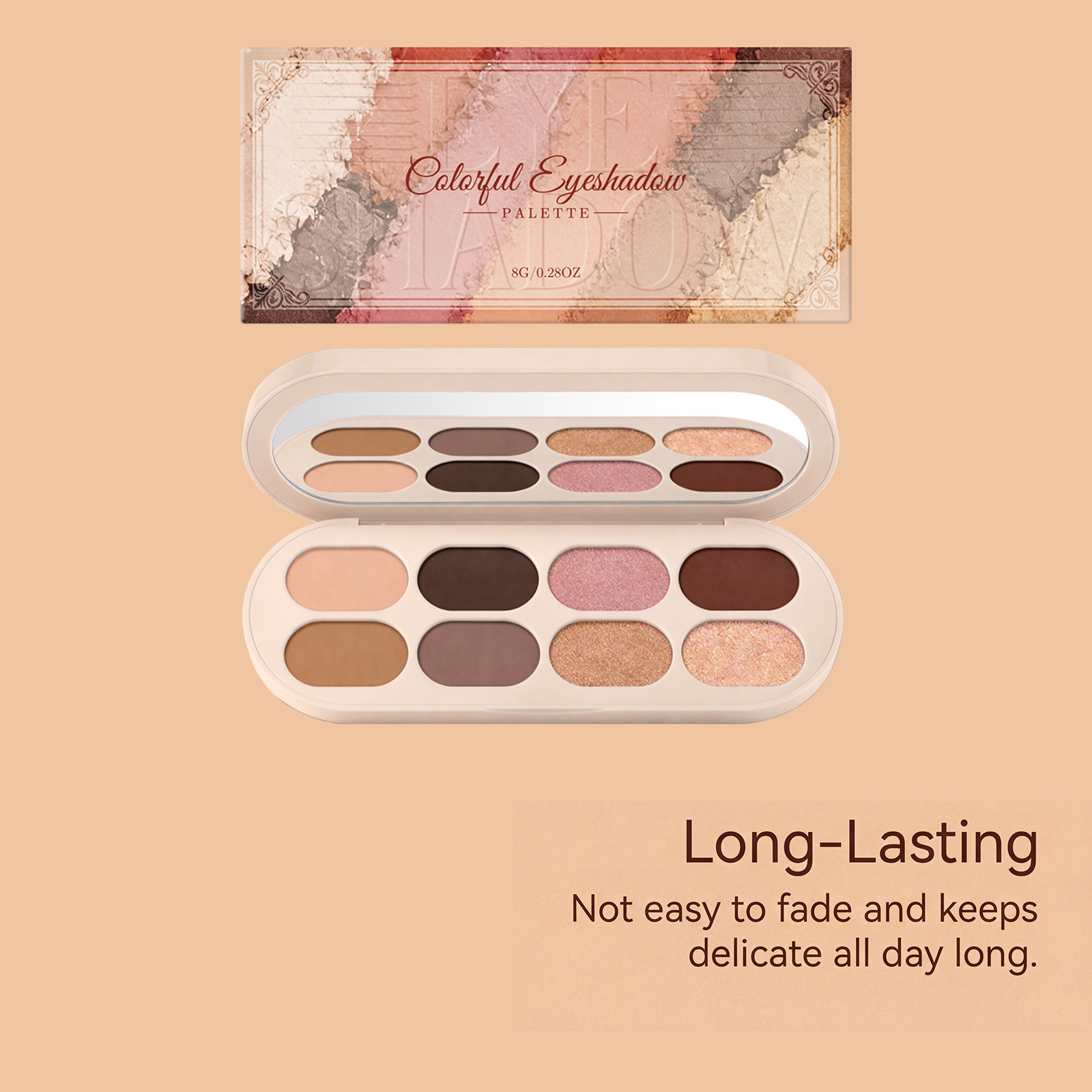 Colorful eyeshadow palette, lightweight and bright with good pigmentation, perfect for everyday use, compact and portable, suitable for commuting, with fine powder and rich colors