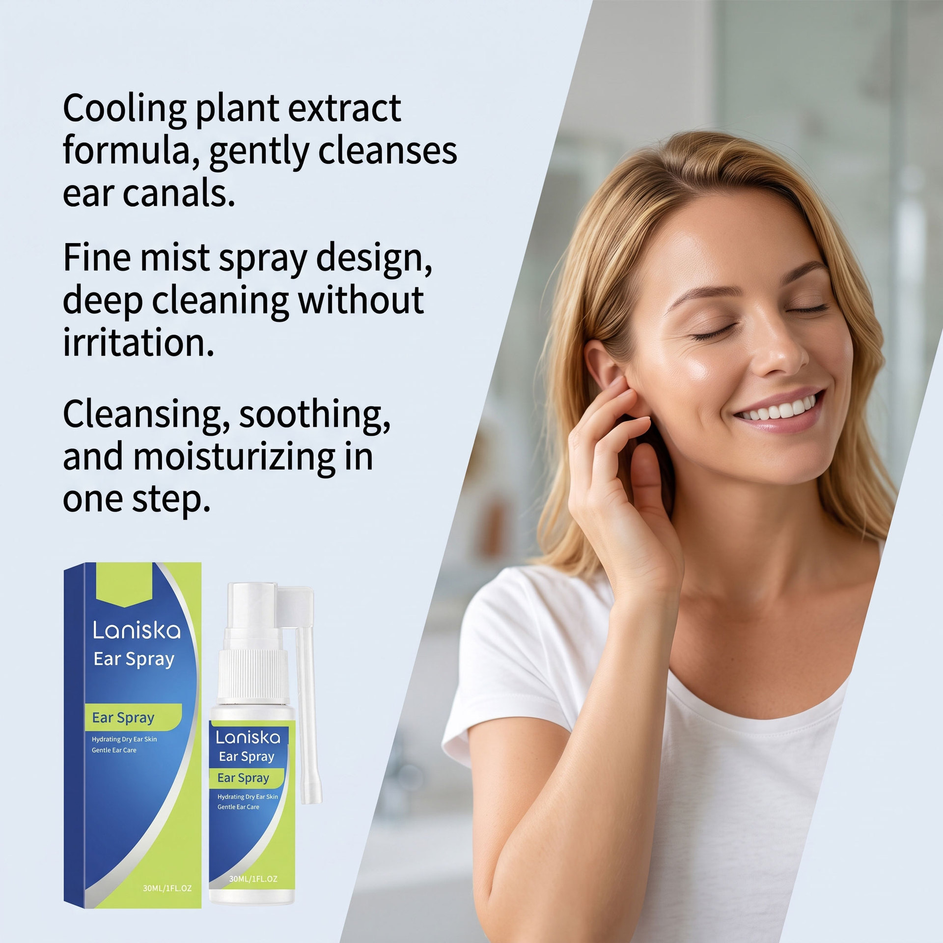 LANISKA Ear Care Spray - Daily Portable Ear Cleaning, Gentle Formula for Care, Cleansing, and Freshness