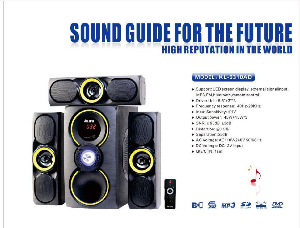 🎶 Ailipu KL-6310AD 3.1 Channel Multimedia Subwoofer System 🔊High-performance 3.1 channel home theater sound system engineered with immersive 3D surround sound, powerful 6.5-inch subwoofer, Bluetooth