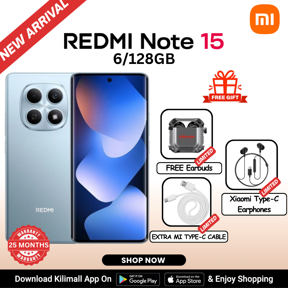 【Xiaomi Official】REDMI Note 15 Smartphone 6.77" AMOLED Display 6GB +128GB Dual SIM 108MP main camera 20MP front camera 6000mAh battery 33W In-screen fingerprint 120Hz Splash, Water and Dust Resistant