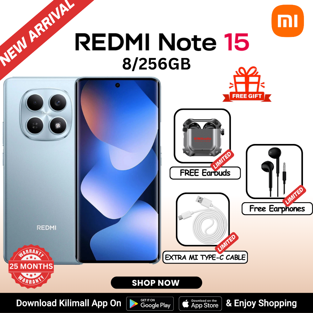 【Xiaomi Official】REDMI Note 15 Smartphone 6.77" AMOLED Display 8GB + 256GB Dual SIM 108MP main camera 20MP front camera 6000mAh battery 33W In-screen fingerprint 120Hz Splash, Water and Dust Resistant