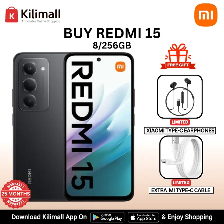 【Xiaomi Official】Redmi 15 Smartphone 6.9" HD+ Display, 8GB+256GB, 50MP AI Camera, 7000mAh Battery, Dual SIM, 4G Side fingerprint