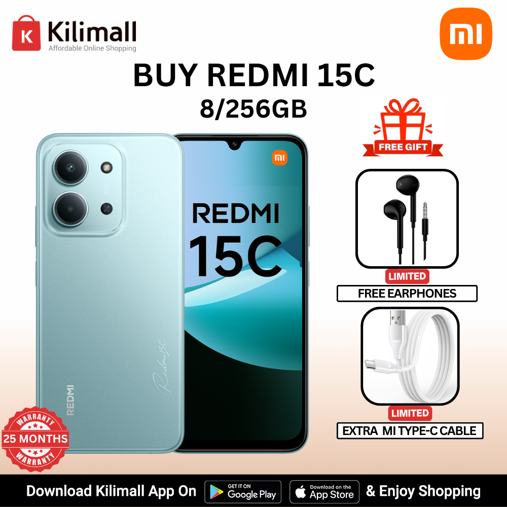 【Xiaomi Official】Redmi 15C Smartphone Display 6.9” 120Hz - 8GB Ram + 256GB Rom Dual SIM, 4G , 6000mAh Battery ,50MP AI dual camera ,33W fast charging ,IP64 ,MediaTek Helio G81-Ultra