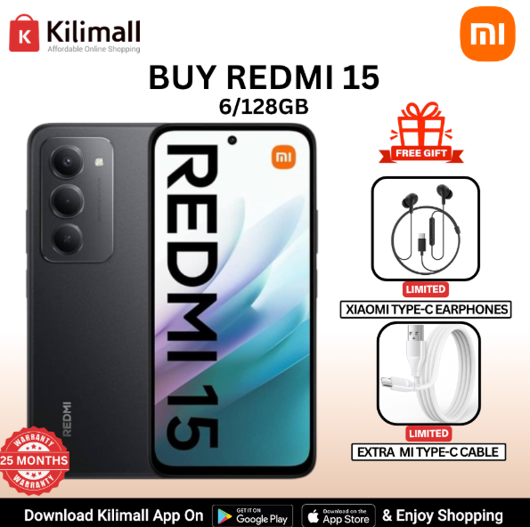 【Xiaomi Official】Redmi 15 Smartphone 6.9" HD+ Display, 6GB+128GB, 50MP AI Camera, 7000mAh Battery, Dual SIM, 4G Side fingerprint