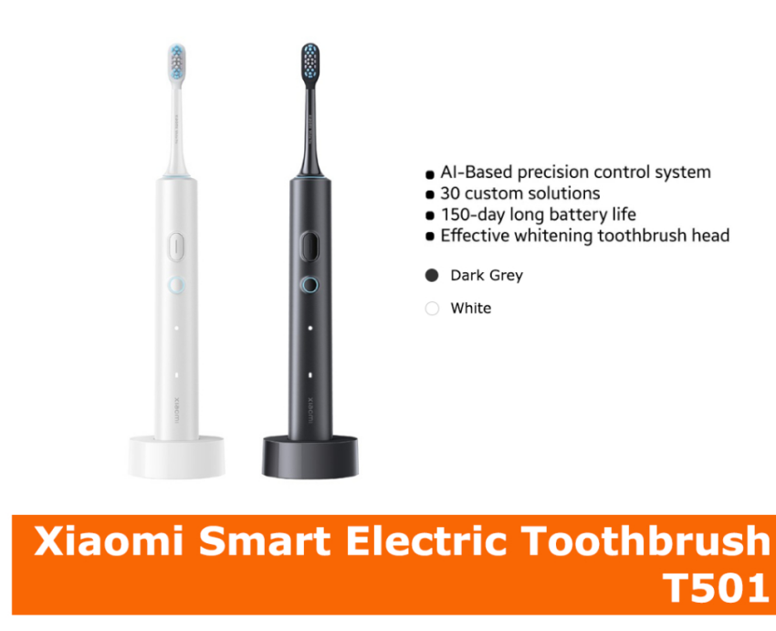 【Xiaomi Official】Xiaomi Smart Electric Toothbrush T501 - Sonic Rechargeable Electric Toothbrush AI Smart App Control IPX8 Waterproof Long Battery Life