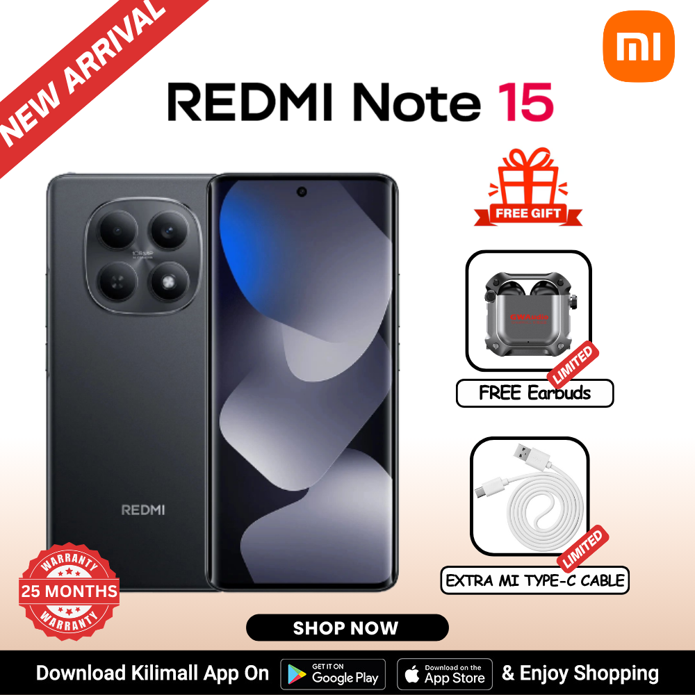【Xiaomi Official】REDMI Note 15 Smartphone 6.77" AMOLED Display 6GB +128GB / 8GB + 256GB Dual SIM 108MP main camera 20MP front camera 6000mAh battery 33W In-screen fingerprint 120Hz