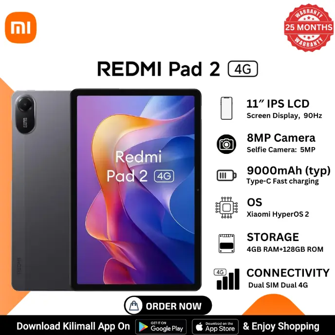 【Special Offer】Xiaomi REDMI Pad 2 4G Display 11"  4GB + 128GB Android Tablet Dual Sim  8MP Main Camera Battery 9000mAh 18W Fast charging USB Type-C