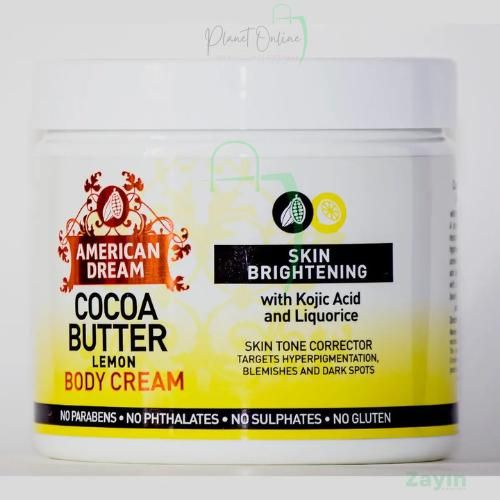 American Dream Cocoa Butter Cream - 10 oz, Unisex, with Kojic Acid & Lemon Oil for Skin Brightening