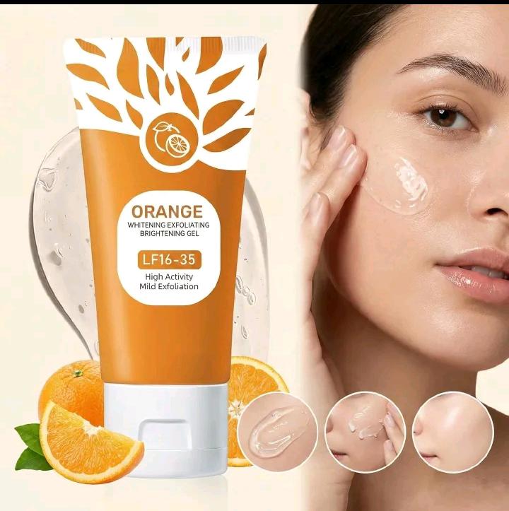 Exfoliating Gel, Moisturizer Face Body Scrub Gel,Deep Cleansing Moisturizing Facial Exfoliator,Natural Orange Peeling Gel Face Scrub Aqua Gel Gentle Exfoliator Clear and Softer Skin Brightening