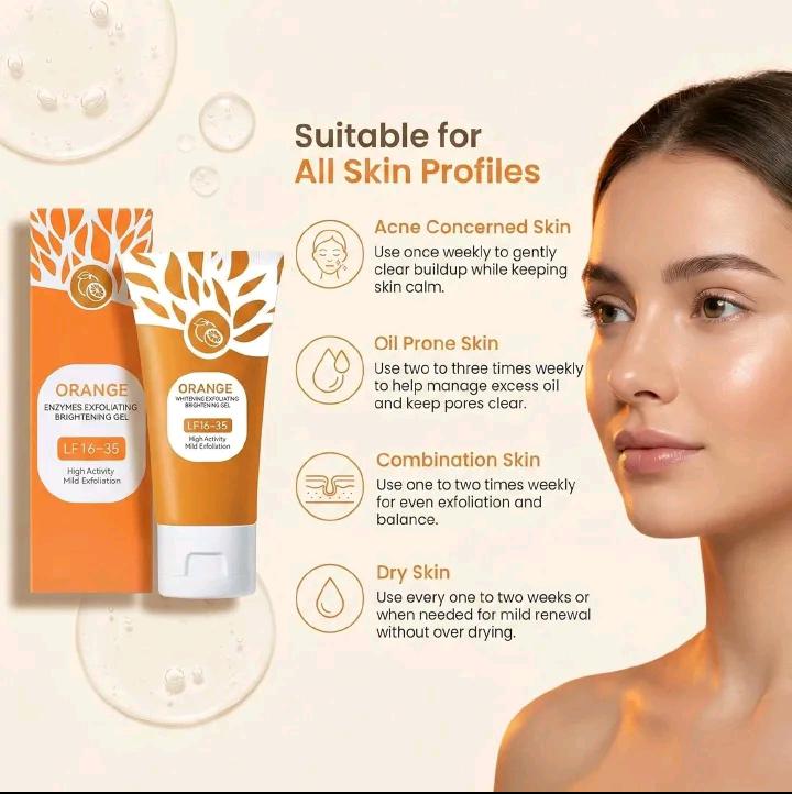 Exfoliating Gel, Moisturizer Face Body Scrub Gel,Deep Cleansing Moisturizing Facial Exfoliator,Natural Orange Peeling Gel Face Scrub Aqua Gel Gentle Exfoliator Clear and Softer Skin Brightening