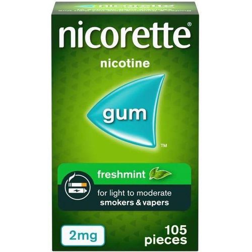 Nicorette Freshmint 2mg Gum (105 Pieces), Discreet Stop Smoking and Stop Vaping Aid to Help you Quit For Good, Tackle Cravings and Withdrawal Symptoms, Freshmint Gum (Quit Smoking or Vaping)