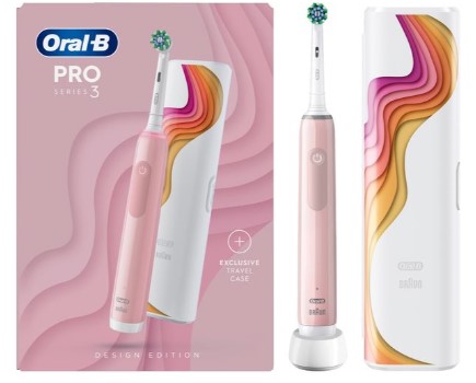 Oral-B Pro Series 3 Design Edition Electric Toothbrush plus Exclusive Travel Case Pink