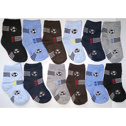 12 Pairs Children Cotton Socks, Baby Boys Multicoloured Assorted Pattern Boys Cool Socks