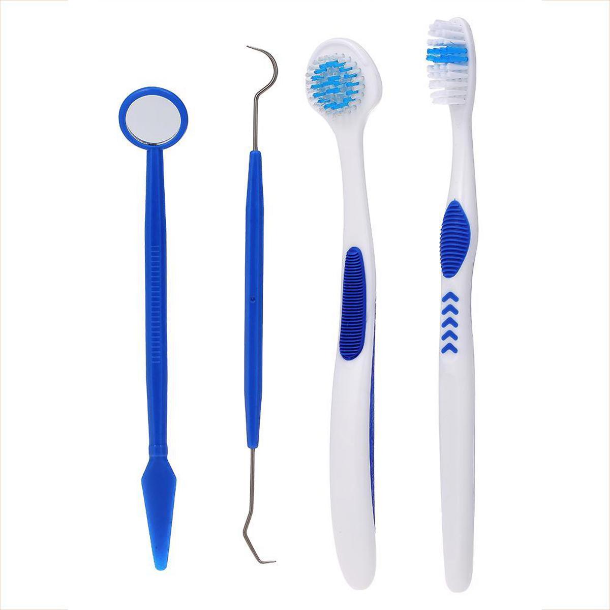 ORALMINT 4pc Oral Care Kit - Toothbrush, Tongue Cleaner, Dental Floss & cover