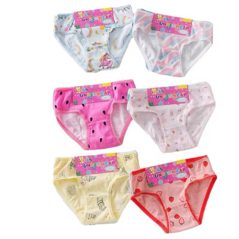 6Pcs Girls' Panty Children Girls Underwear Baby Girl Lace Panty Kids Cute Bright Polyester Blend Panties Mixed Size 2-4Years