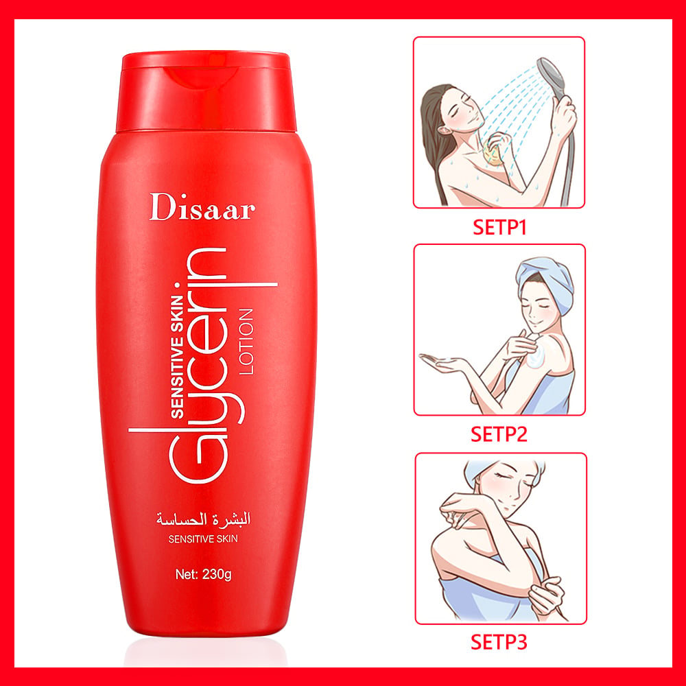 DISAAR Glycerin Body Lotion for Sensitive Skin - Non-Greasy Intensive Moisturizer, 230g, Hydrates & Nourishes Dry Skin for Men and Women