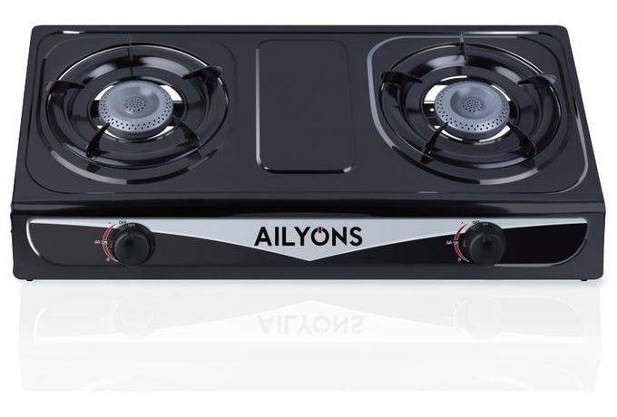 Ailyons Table Top Metallic Two-Burner Gas Cooker – Premium Stainless Steel Gas Stove for Efficient, Fast & Reliable Home Cooking