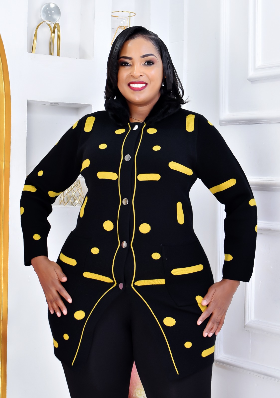 Original Turkey Women's Sweater  Floral Print Longline Hoodie Jacket with Snap Buttons and Pockets Casual Outerwear Coat, Plus Size Curvy Fit, Warm Free Size Cardigan Jacket Heavy Sweater for Ladies
