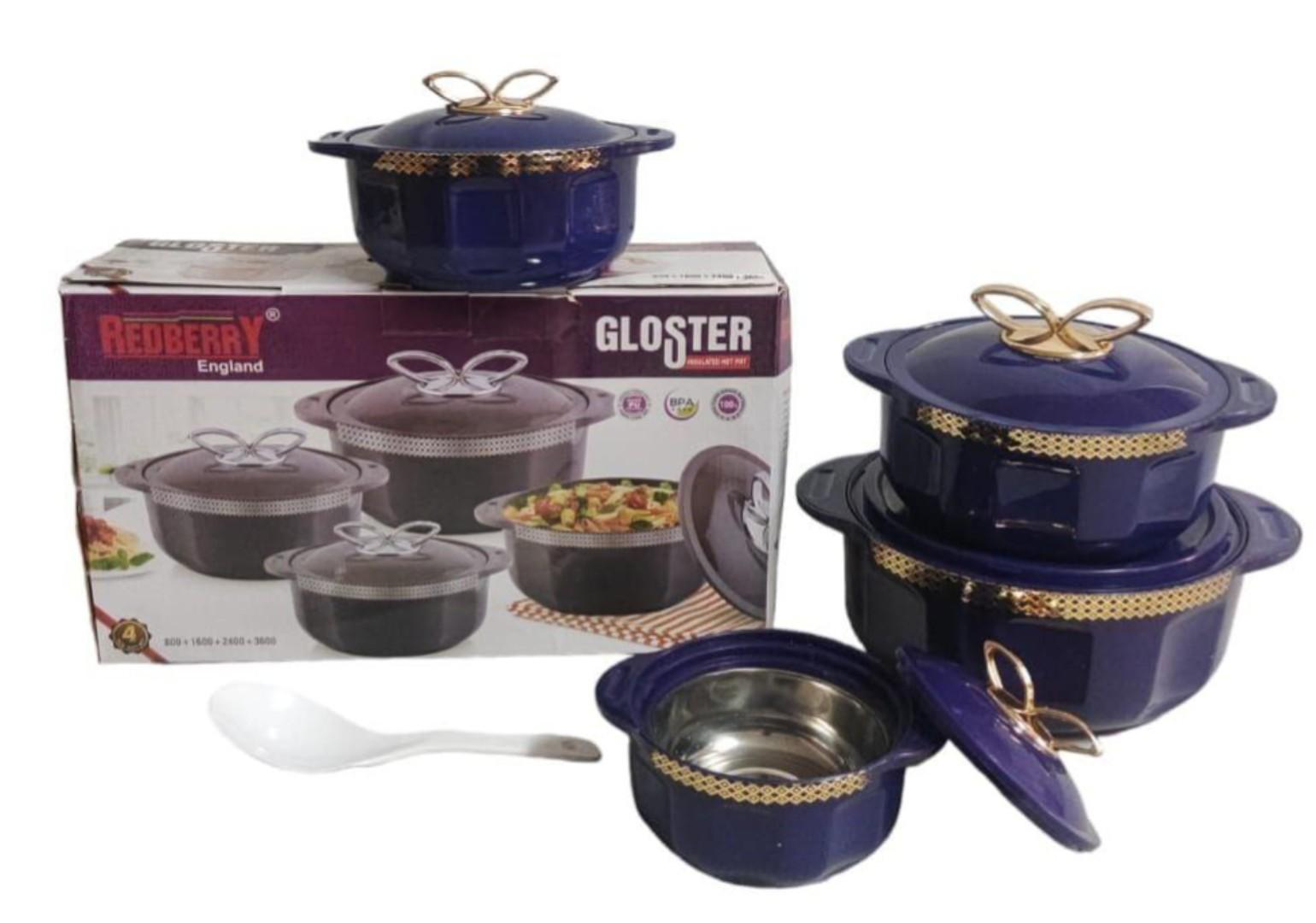 4pcs of Casserole Hotpots Food Warmer Hot Pot, Serving Dishes Serveware Set SIZE 500ML,1000ML,2000ML,3000ML