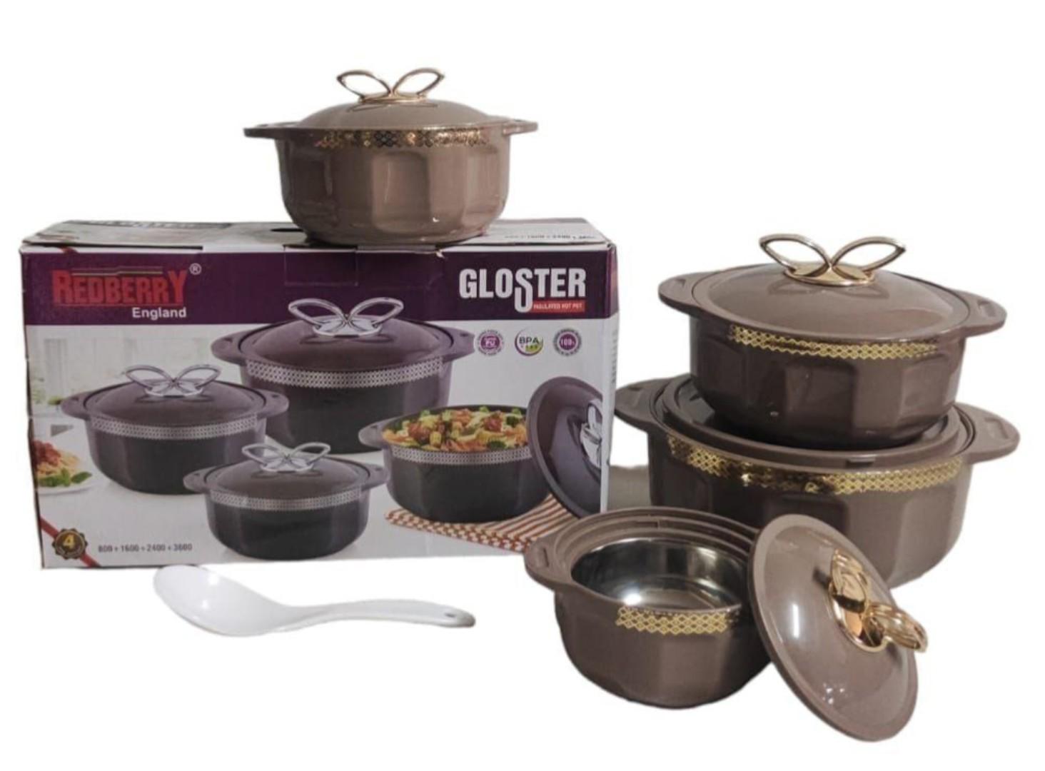 4pcs of Casserole Hotpots Food Warmer Hot Pot, Serving Dishes Serveware Set SIZE 500ML,1000ML,2000ML,3000ML