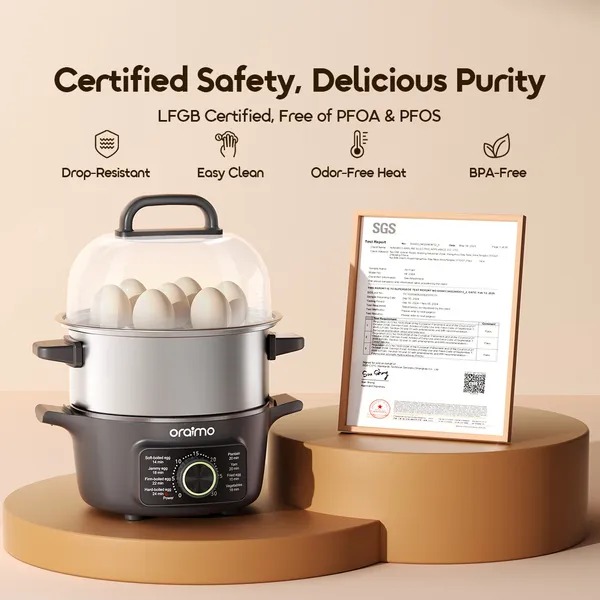 oraimo EasyEgg Double-layer electric egg Egg Steamer  Energy Saving High-Efficiency  Rapid Cooking-Boils in 3 Mins  Multi-Functional Cooking  Precise Timing