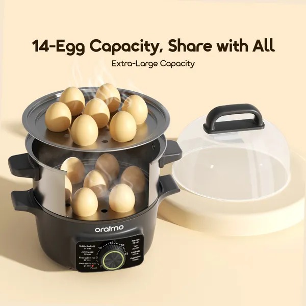 oraimo EasyEgg Double-layer electric egg Egg Steamer  Energy Saving High-Efficiency  Rapid Cooking-Boils in 3 Mins  Multi-Functional Cooking  Precise Timing