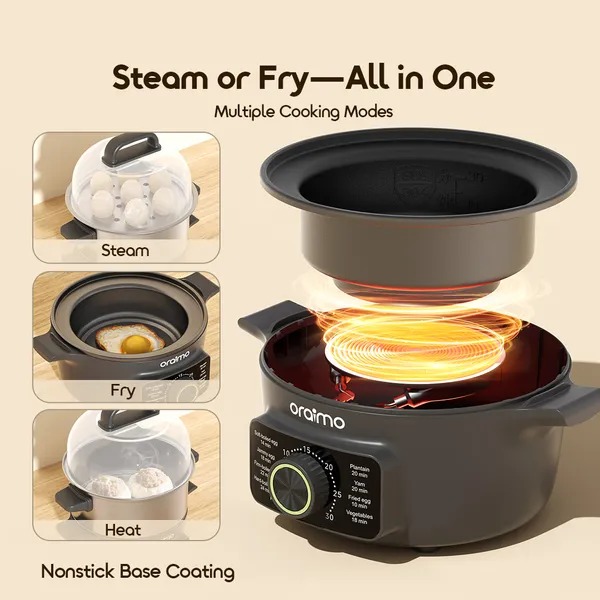 oraimo EasyEgg Double-layer electric egg Egg Steamer  Energy Saving High-Efficiency  Rapid Cooking-Boils in 3 Mins  Multi-Functional Cooking  Precise Timing