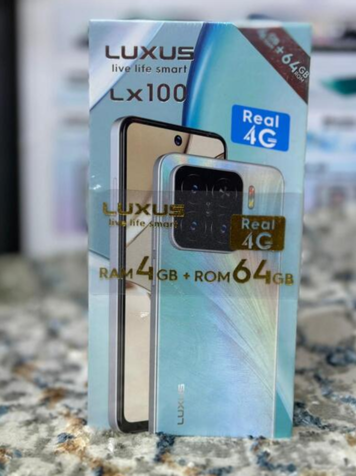 LUXUS LX100 STORAGE 64GB ROM+4GB RAM SCREEN 6.6’’ CAMERA FRONT:8MP+BACK:20MP SIDE FINGERPRINT FACE UNLOCK BATTERY 4500MAH TYPE-C CHARGER 4G NETWORK SMART PHONE ANDROID 14 SMART PHONE ON OFFER