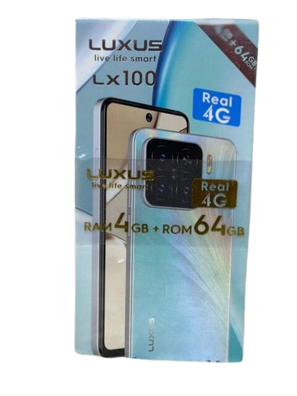 LUXUS LX100 STORAGE 64GB ROM+4GB RAM SCREEN 6.6’’ CAMERA FRONT:8MP+BACK:20MP SIDE FINGERPRINT FACE UNLOCK BATTERY 4500MAH TYPE-C CHARGER 4G NETWORK SMART PHONE ANDROID 14 SMART PHONE ON OFFER