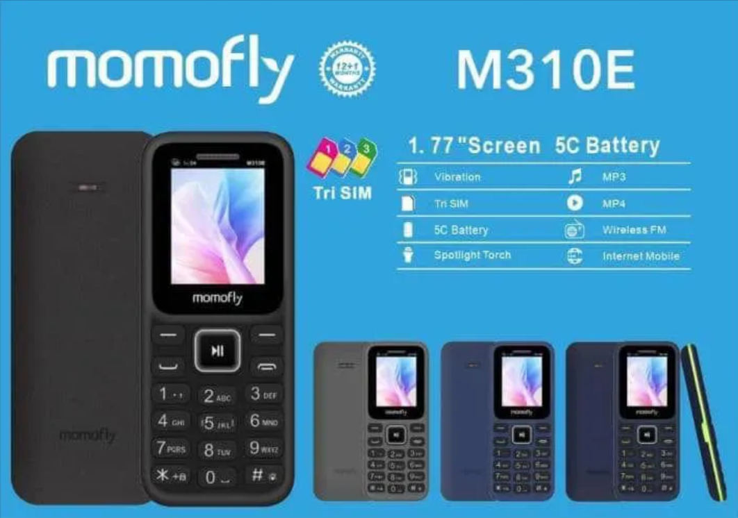MOMOFLY M310E SCREEN 1.77’’ TRIPLE SIM 3 SM CARD SLOTS WIRELESS FM TORCH LIGHT 5C BATTERY KABAMBE KATULULU/BUTTON MOBILE PHONE ON OFFER 1 YEAR WARRANTY