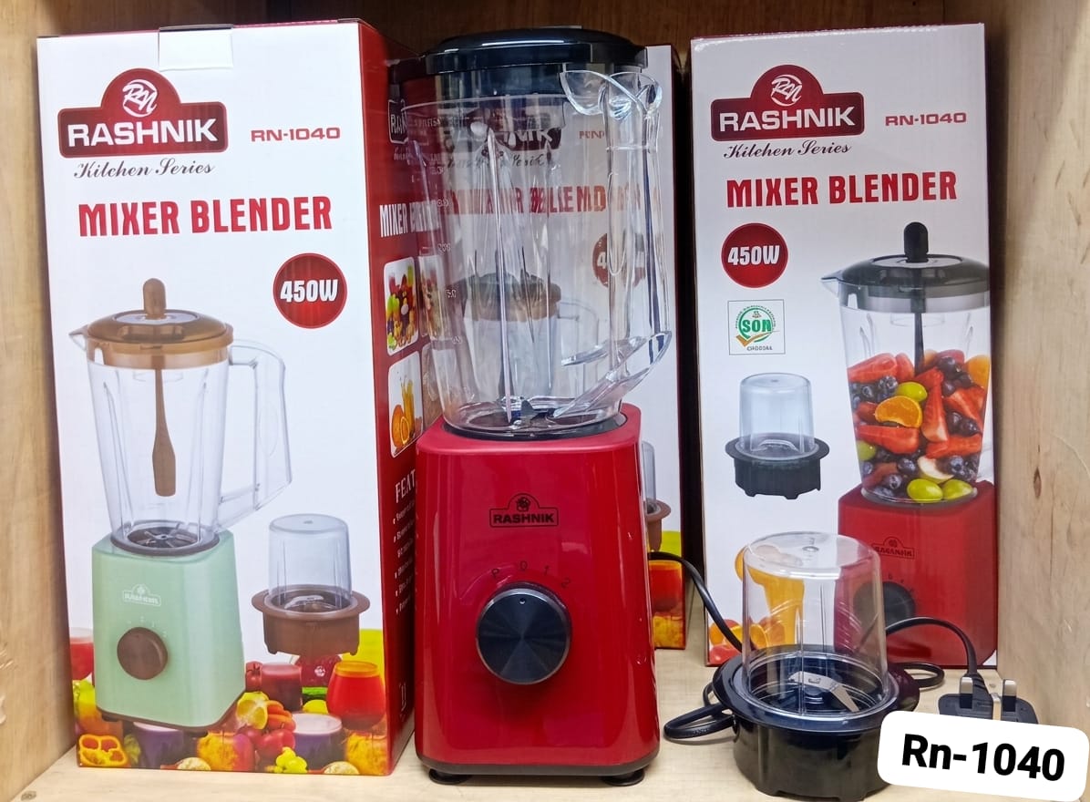 🔥 Rashnik 2-in-1 Mixer Blender – Model RN-1040 (450W) Prepare delicious smoothies, fresh juices, milkshakes, spices, and more with the Rashnik RN-1040 Mixer Blender. Featuring a 450W powerful motor,