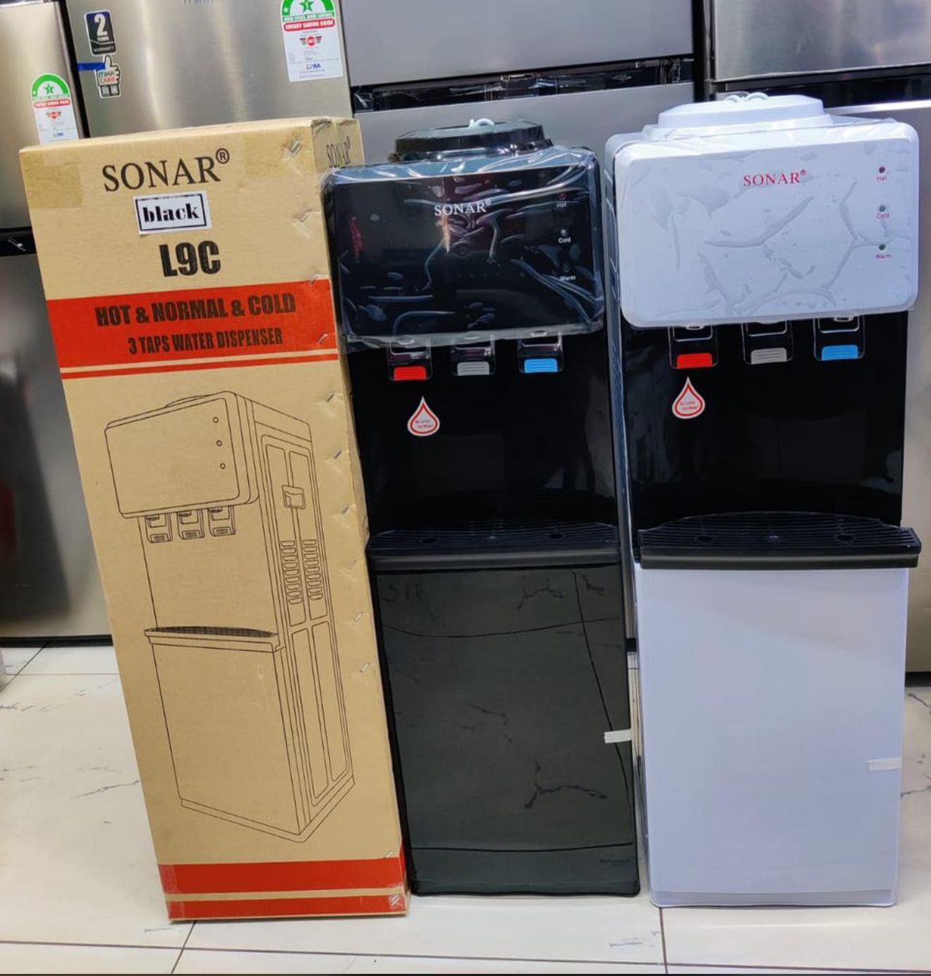 Sonar L9C Top Load Water Dispenser – Hot, Normal & Cold 💧❄️☕ Enjoy instant access to hot, normal, and cold water with the Sonar L9C Top Load Water Dispenser. Designed with a modern, stylish finish a