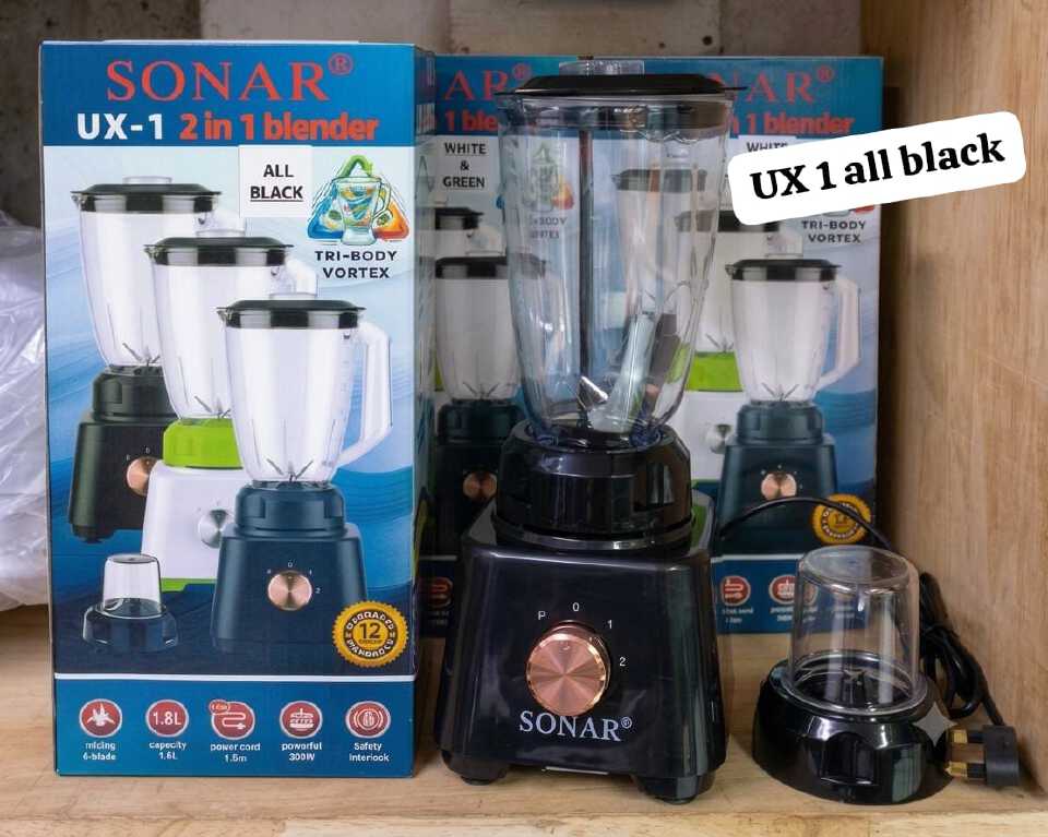 🔥 Sonar UX-1 2-in-1 Blender – Powerful, Stylish & Efficient Upgrade your kitchen with the Sonar UX-1 All Black 2-in-1 Blender, designed to make blending, grinding, and food preparation quick and eff
