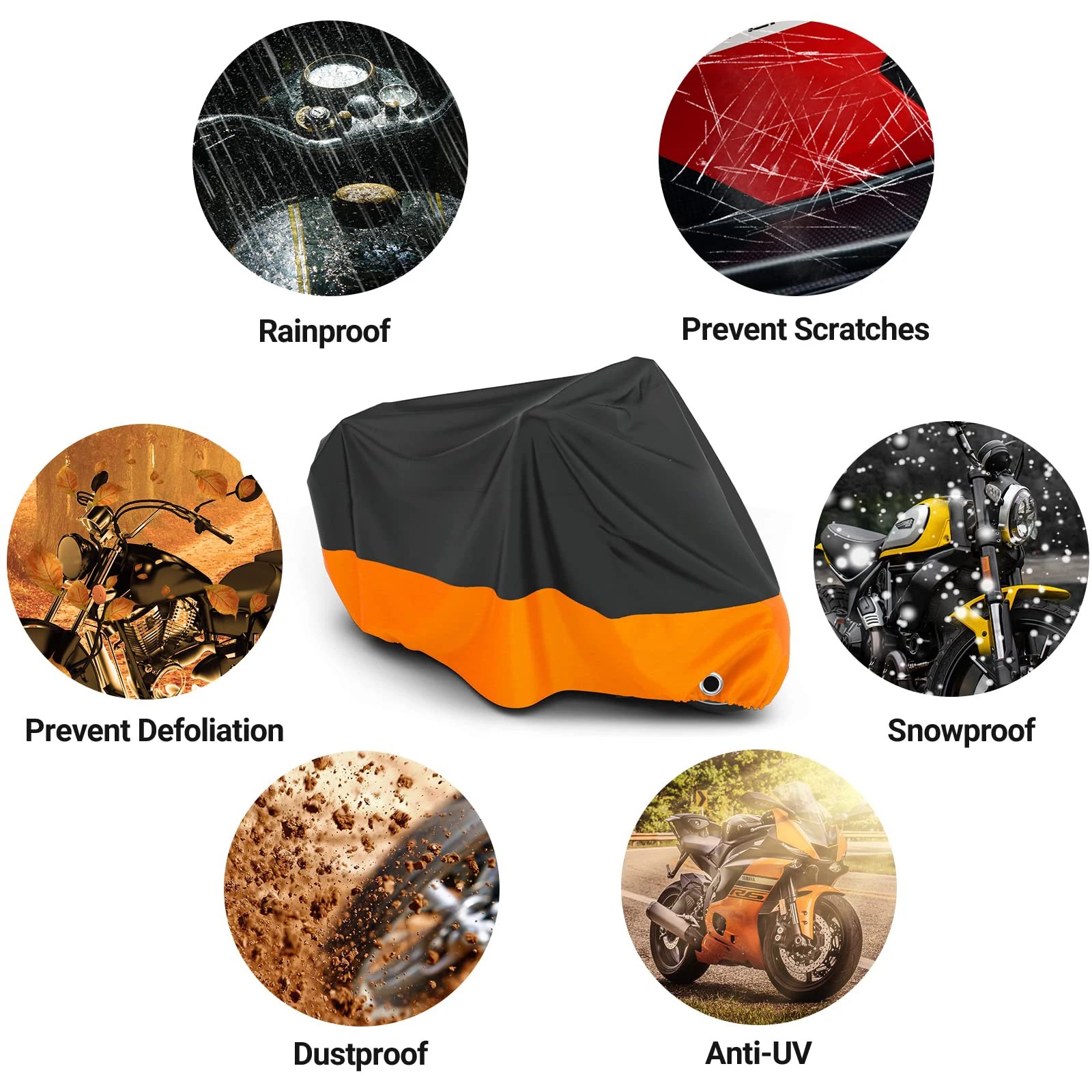 Motorcycle Cover Protection Outdoor Exterior Anti UV Sun Snow Rain Winter Summer Windproof Dustproof Waterproof Accessories